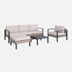 Gartenlounge-Set Aluminium und Polyrattan, 5 Sitzplätze
