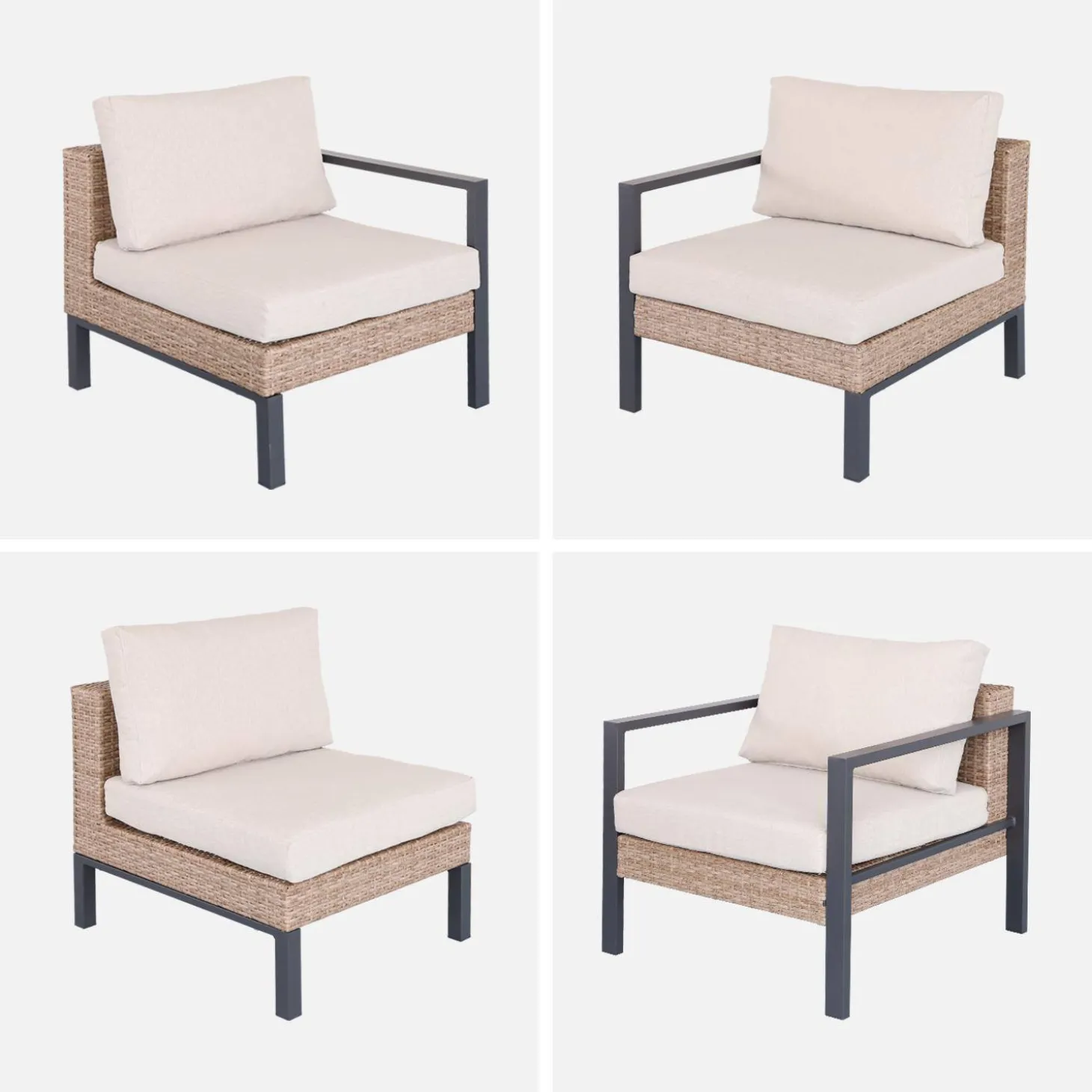 Gartenlounge-Set Aluminium und Polyrattan, 5 Sitzplätze