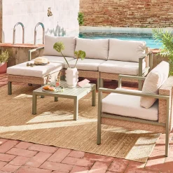 Gartenlounge-Set Aluminium und Polyrattan, 5 Sitzplätze