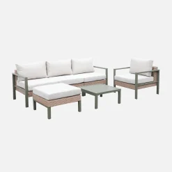 Gartenlounge-Set Aluminium und Polyrattan, 5 Sitzplätze