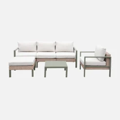 Gartenlounge-Set Aluminium und Polyrattan, 5 Sitzplätze