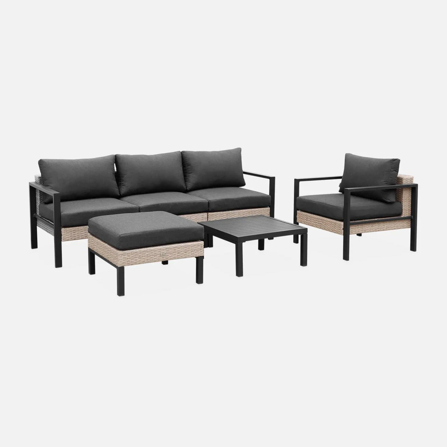 Gartenlounge-Set Aluminium und Polyrattan, 5 Sitzplätze