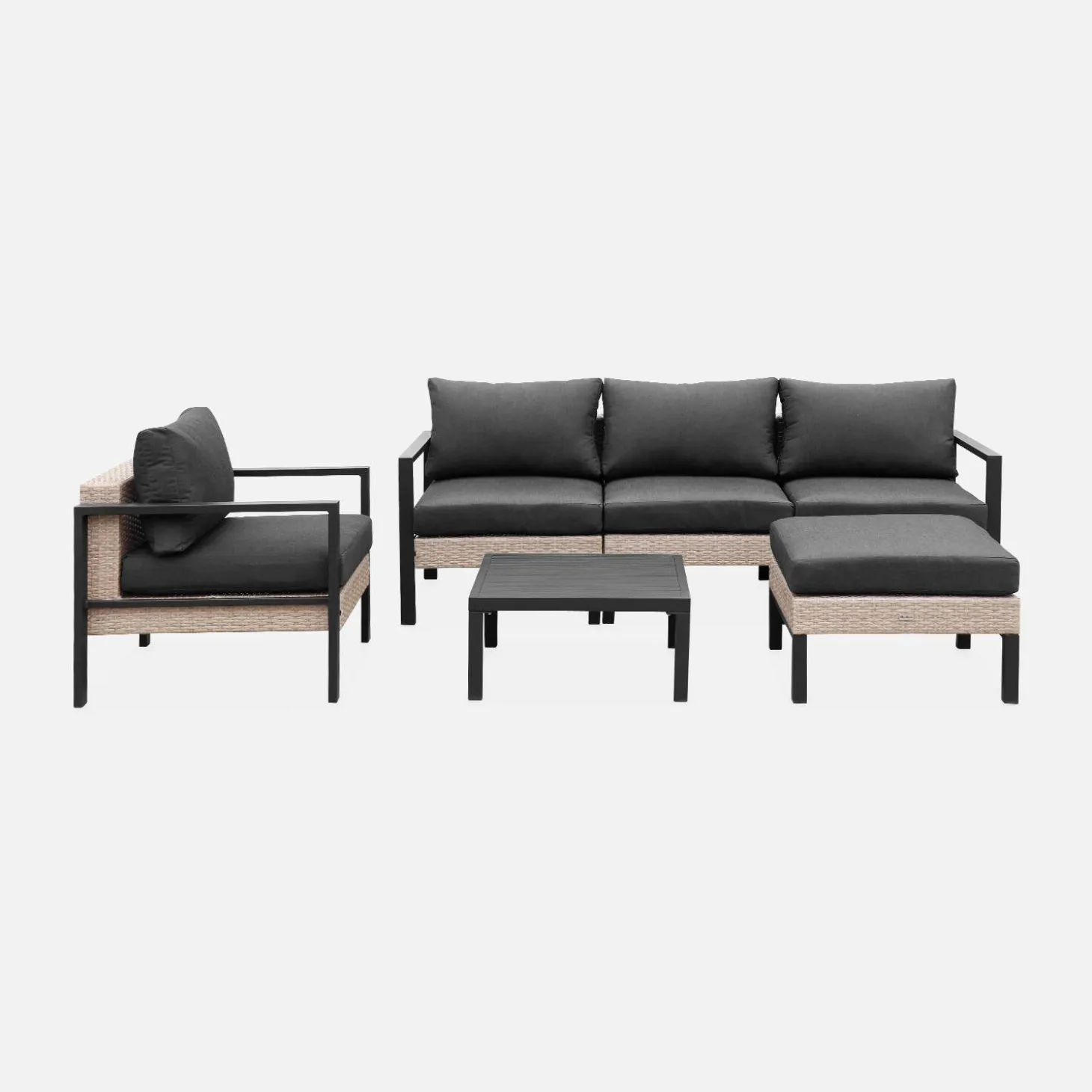 Gartenlounge-Set Aluminium und Polyrattan, 5 Sitzplätze
