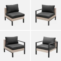 Gartenlounge-Set Aluminium und Polyrattan, 5 Sitzplätze