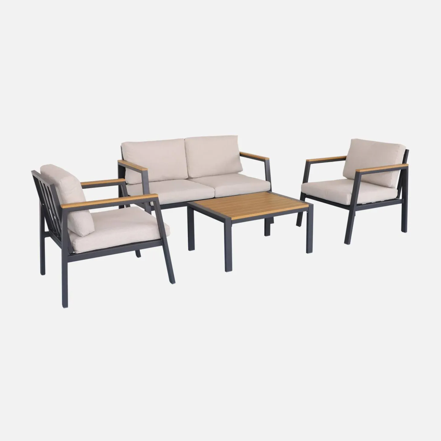 Gartenlounge-Set aus Aluminium und Polywood, 4-Sitzer