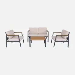 Gartenlounge-Set aus Aluminium und Polywood, 4-Sitzer