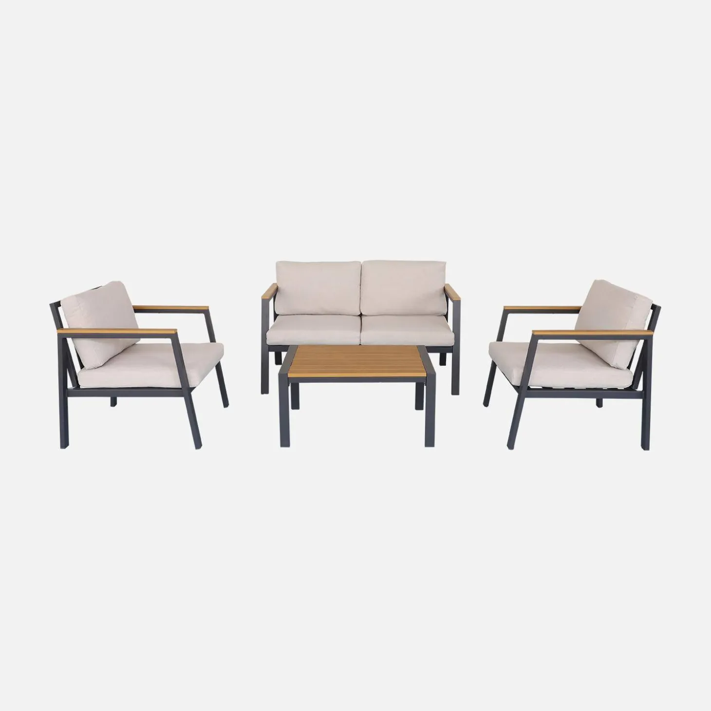 Gartenlounge-Set aus Aluminium und Polywood, 4-Sitzer