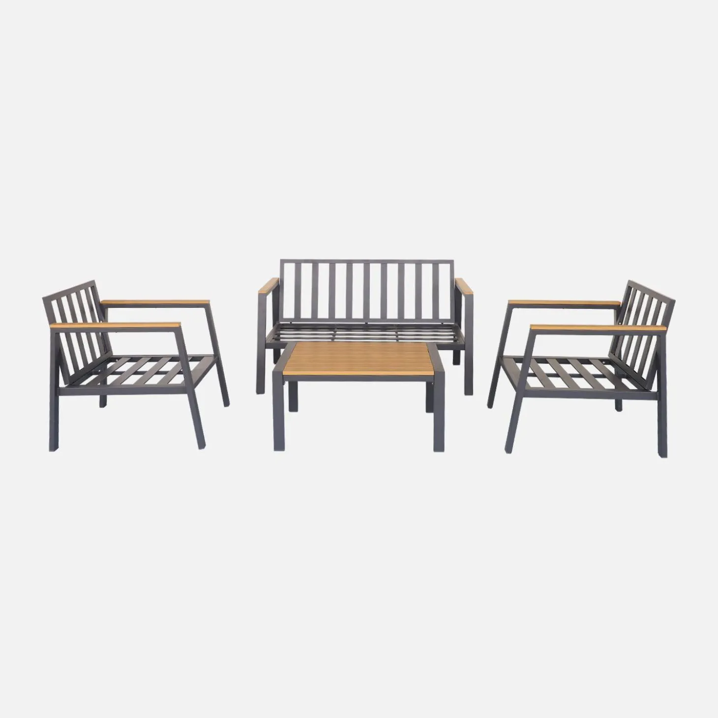 Gartenlounge-Set aus Aluminium und Polywood, 4-Sitzer
