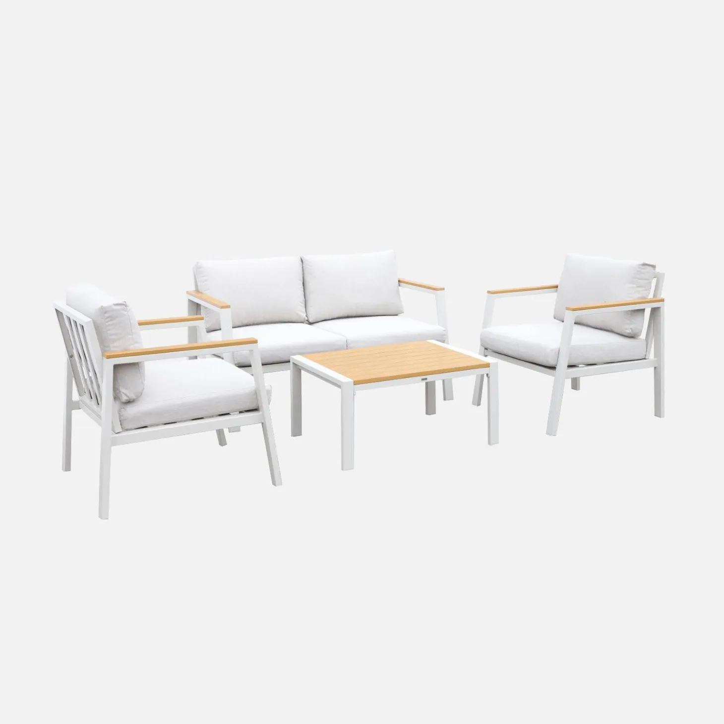 Gartenlounge-Set aus Aluminium und Polywood, 4-Sitzer