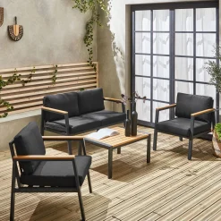 Gartenlounge-Set aus Aluminium und Polywood, 4-Sitzer