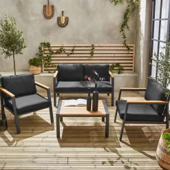 Gartenlounge-Set aus Aluminium und Polywood, 4-Sitzer