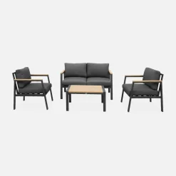 Gartenlounge-Set aus Aluminium und Polywood, 4-Sitzer