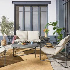 Gartenlounge-Set aus Stahl für 4 Personen