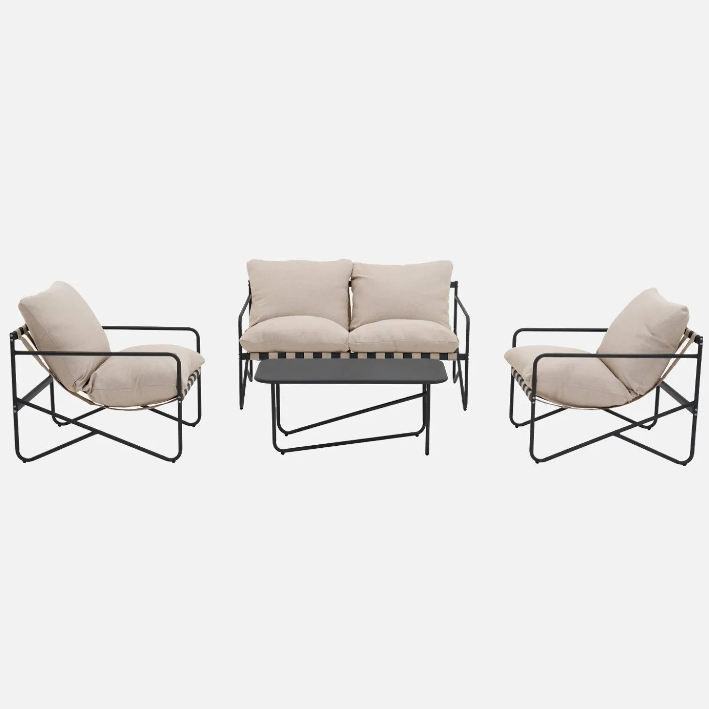 Gartenlounge-Set aus Stahl für 4 Personen