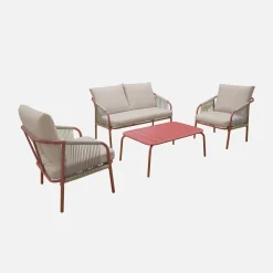 Gartenlounge-Set aus Stahl, für 4 Personen