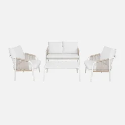 Gartenlounge-Set aus Stahl, für 4 Personen