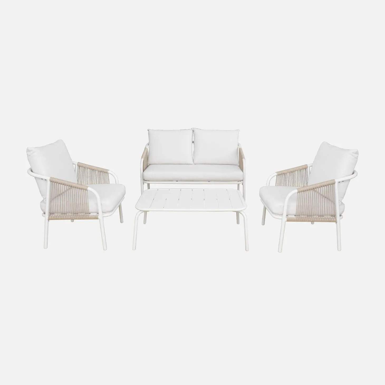 Gartenlounge-Set aus Stahl, für 4 Personen