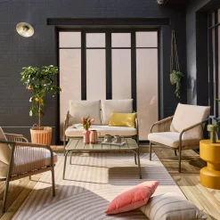 Gartenlounge-Set aus Stahl, für 4 Personen