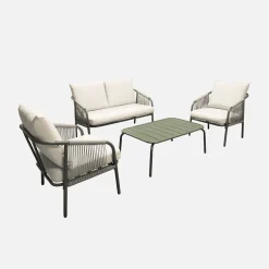Gartenlounge-Set aus Stahl, für 4 Personen