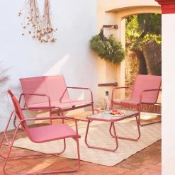 Gartenlounge-Set aus Stahl, 4 Plätze