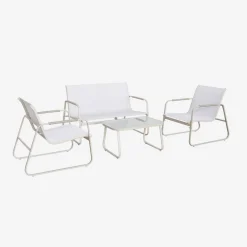 Gartenlounge-Set aus Stahl, 4 Plätze