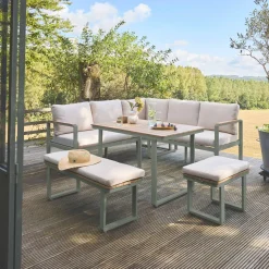 Gartenlounge-Set für 8 Personen aus Akazienholz und Aluminium