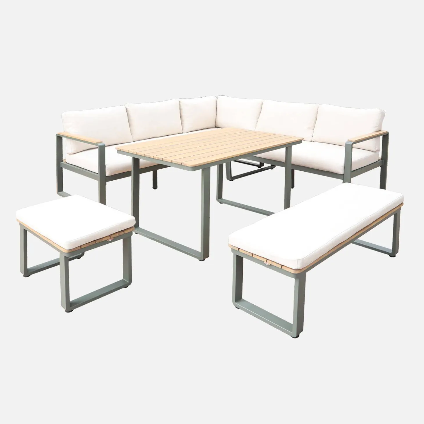 Gartenlounge-Set für 8 Personen aus Akazienholz und Aluminium