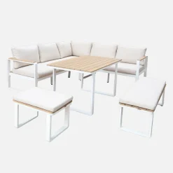 Gartenlounge-Set für 8 Personen aus Akazienholz und Aluminium