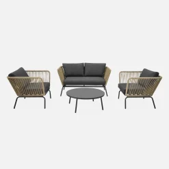 Gartenlounge Singapur mit Sofa und 2 Sesseln