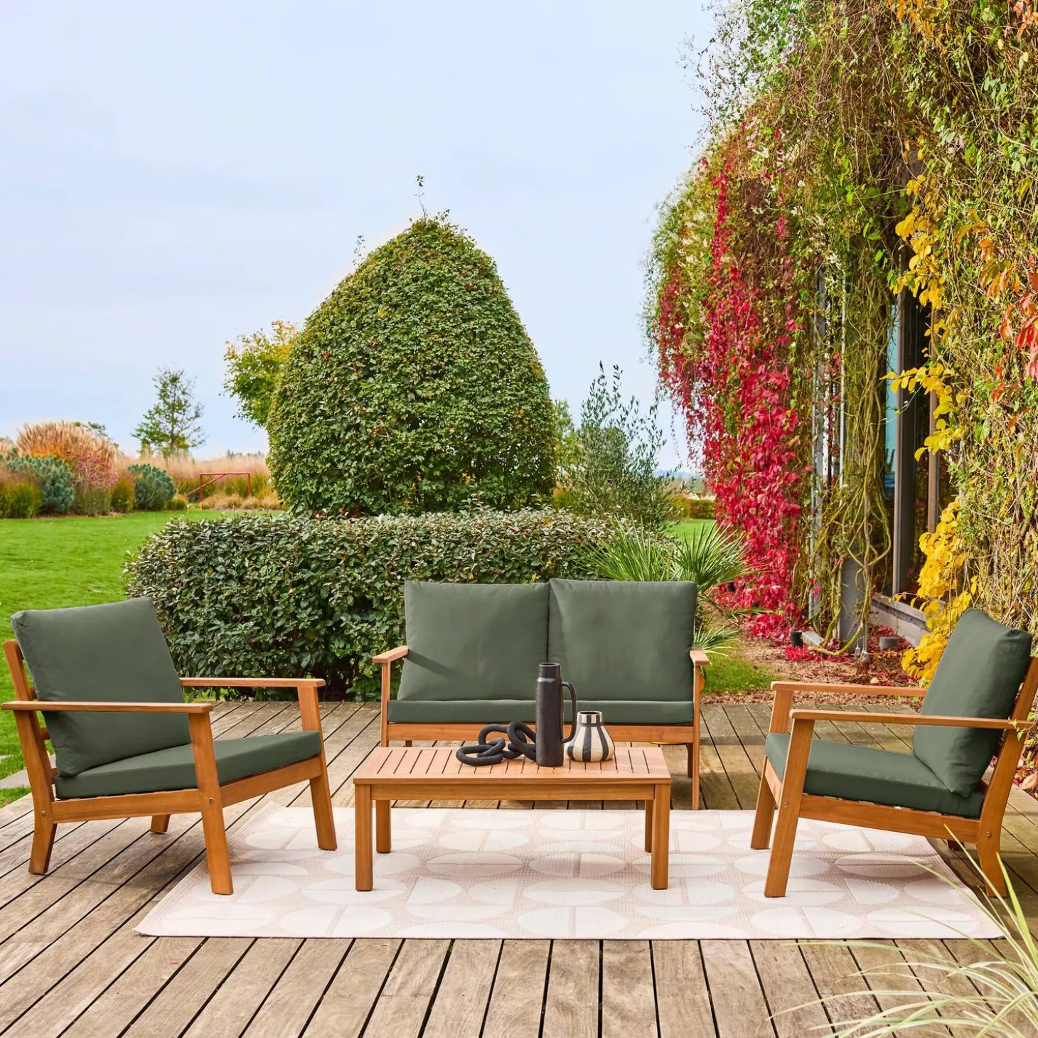 Gartenmöbelset aus Akazienholz für 4 Personen