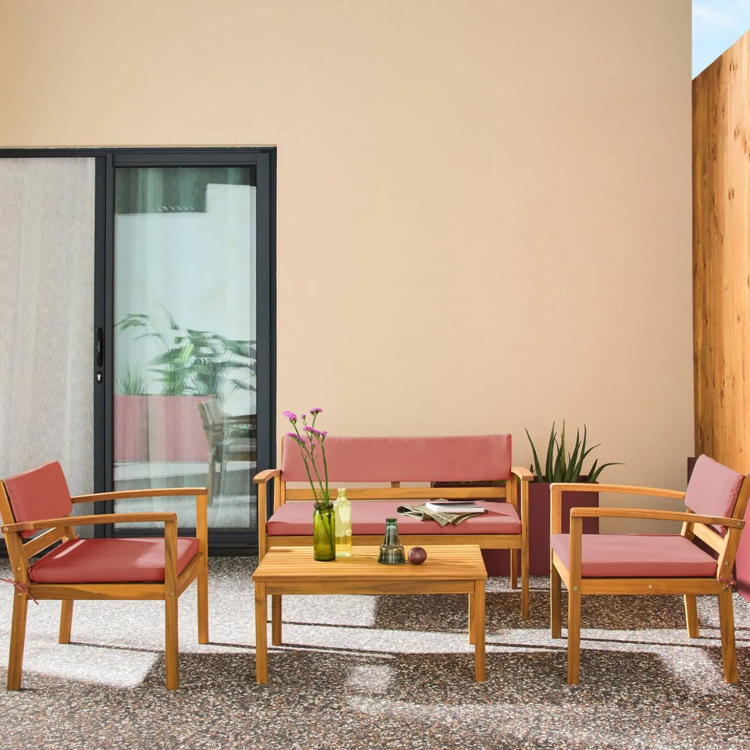Gartenmöbelset aus Akazienholz für 4 Personen