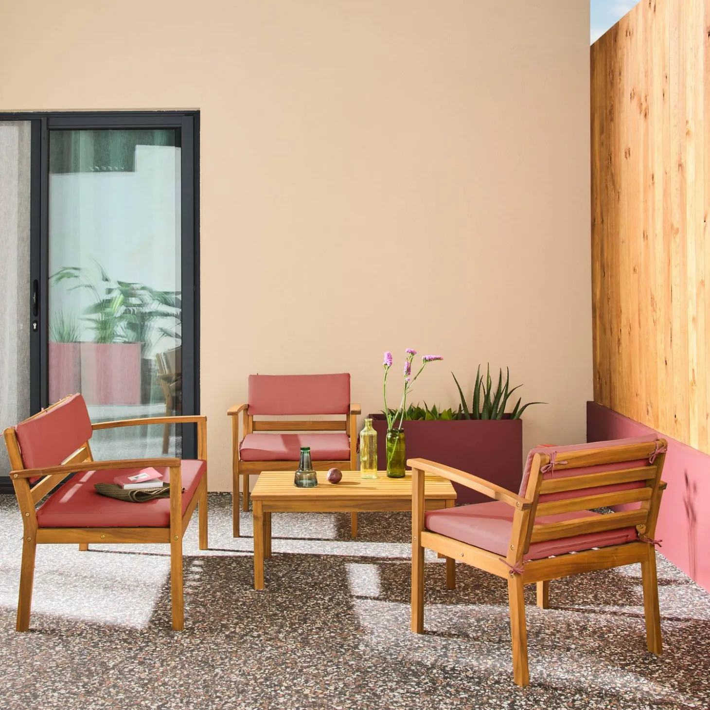 Gartenmöbelset aus Akazienholz für 4 Personen