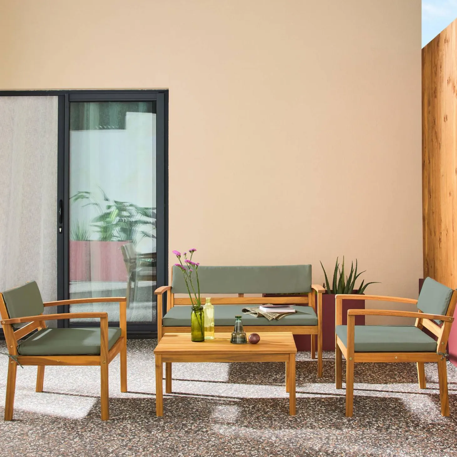 Gartenmöbelset aus Akazienholz für 4 Personen