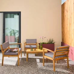 Gartenmöbelset aus Akazienholz für 4 Personen