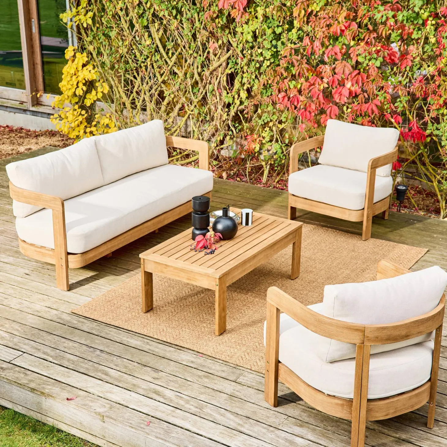Gartenmöbelset aus Akazienholz für 4 Personen