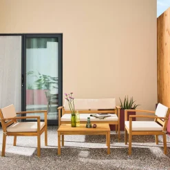 Gartenmöbelset aus Akazienholz für 4 Personen