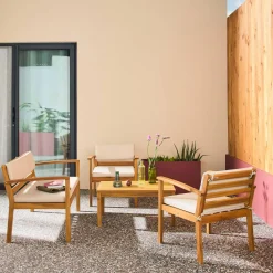 Gartenmöbelset aus Akazienholz für 4 Personen