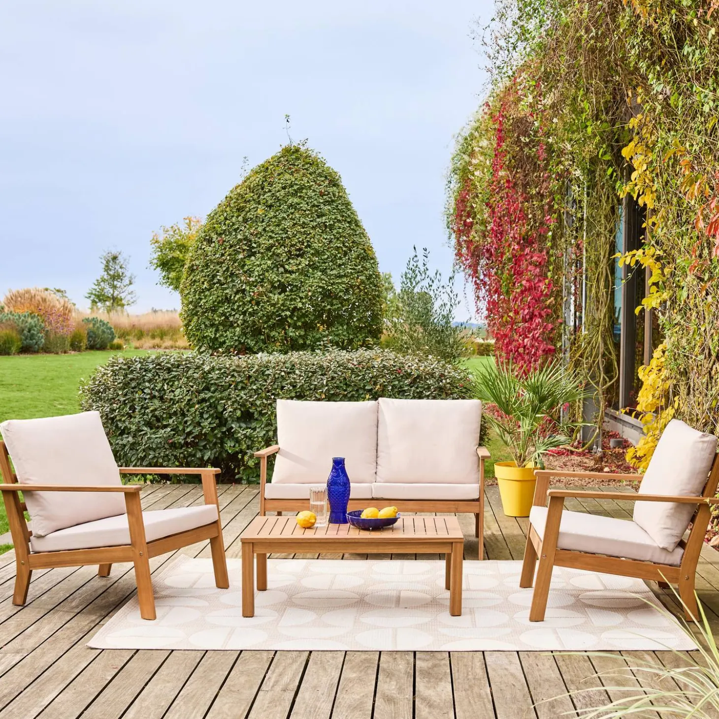 Gartenmöbelset aus Akazienholz für 4 Personen