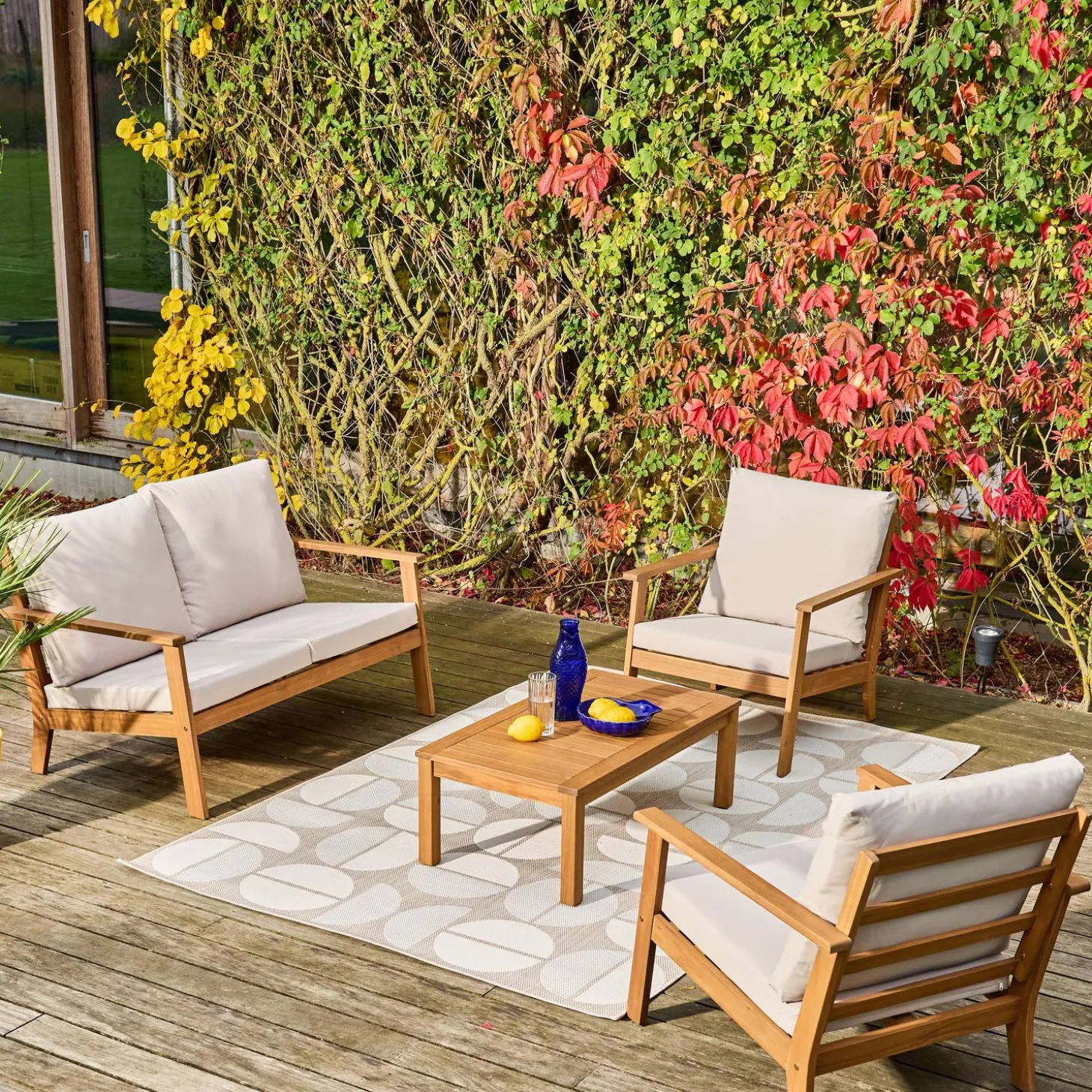 Gartenmöbelset aus Akazienholz für 4 Personen