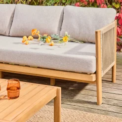 Gartenmöbelset aus Akazienholz mit Seilbespannung, 5 Plätze
