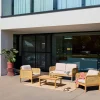 Gartenmöbelset aus Akazienholz und Rattan-Geflecht für 4 Personen