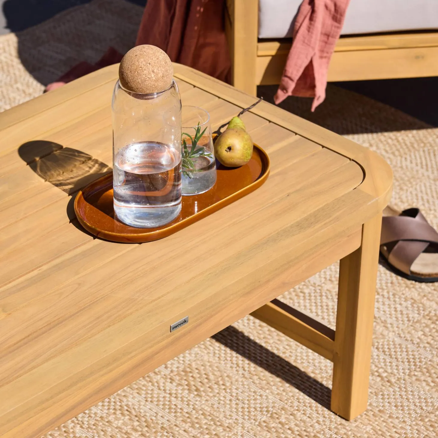 Gartenmöbelset aus Akazienholz und Rattan-Geflecht für 4 Personen