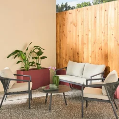 Gartenmöbel-Set aus Aluminium mit Seilbespannung für 4 Personen