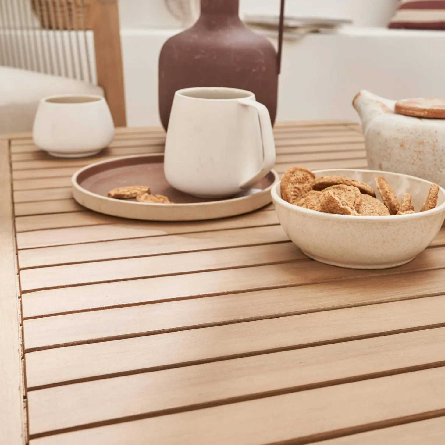 Gartenmöbelset aus Holz und Seilbespannung 4 Personen Akazienholz
