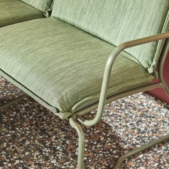 Gartenmöbel-Set aus Stahl, Glas und Textilene für 4 Personen