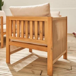 Gartenmöbel-Set für 4 Personen aus Holz mit Seilbespannung