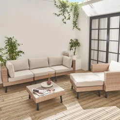 Gartenmöbelset 5 Sitzer aus Polyrattan