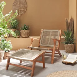 Gartensessel mit Fußteil und Seilbespannung - CUZCO