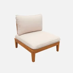 Gartensessel und Couchtisch aus Akazienholz beige