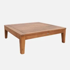 Gartensessel und Couchtisch aus Akazienholz Bezug mit Bouclé-Look